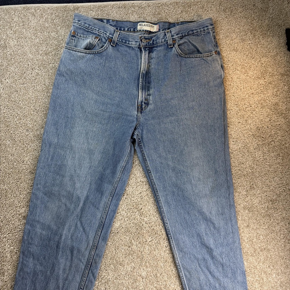 Y2K Levis 550 Relaxed Fit Jeans Mens 40x32 Light Wash Blue Denim Tapered Casual